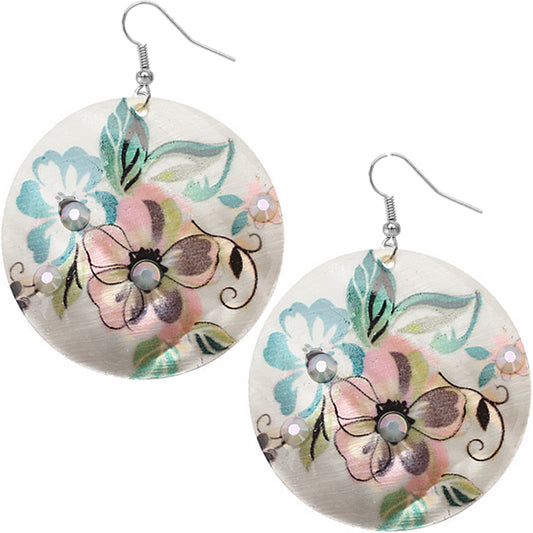 Pink Multicolor Floral Shell Earrings