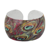 Pink Multicolor Feather Design Cuff Bracelet