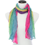 Blue Multicolor Lightweight Crinkle Wrap Scarf