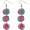 Pink Multicolor Triple Pom Pom Drop Earrings