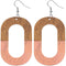 Pink Oval Wooden Dangle Earrings