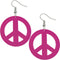 Pink Oversized Peace Sign Wooden Earrings