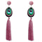 Pink Long Peacock Tassel Earrings