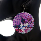 Pink Indian Peafowl Peacock Thin Earrings