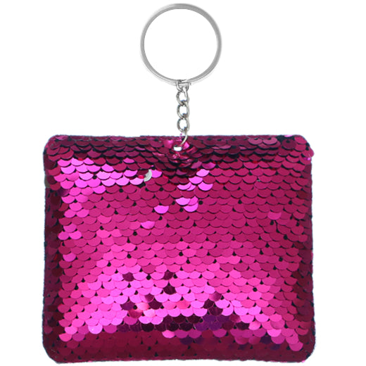 Pink Plush Sequin Keychain