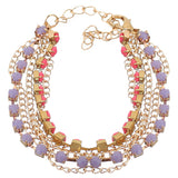 Purple Pink Beaded Chain Link Bracelet