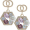 Pink Purple Faux Gemstone Double Circle Post Earrings