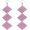 Pink Rhinestone Long Mesh Flat Earrings