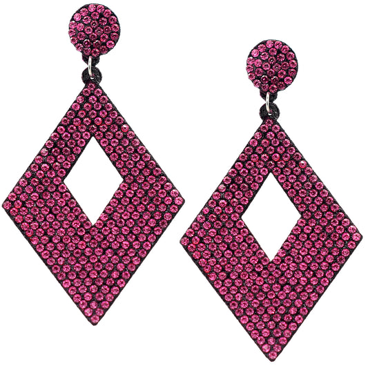 Pink Rhinestone Rhombus Felt Earrings