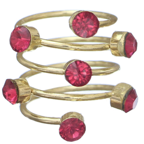 Pink Rhinestone Coil Wrap Ring