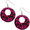 Pink Round Wooden Cheetah Earrings