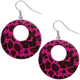 Pink Round Wooden Cheetah Earrings