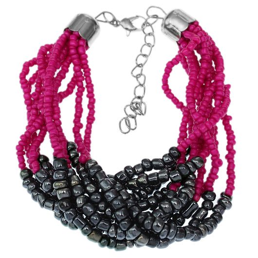 Pink Two Tone Sequin Beaded Bracelet