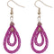 Pink Sequin Confetti Double Teardrop Hoop Earrings