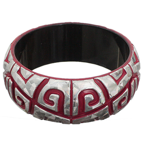 Pink Silver Iridescent Swirl Bangle Bracelet