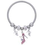 Pink Fireball High Heel Shoe Charm Stretch Bracelet