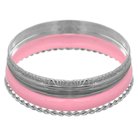 Pink 5-piece Twist Stacked Bracelet Set