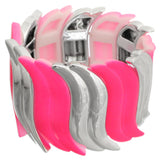Pink Two Tone Wavy Elastic Stretch Bracelet