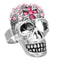 Pink Rhinestone Skull Cross Adjustable Ring
