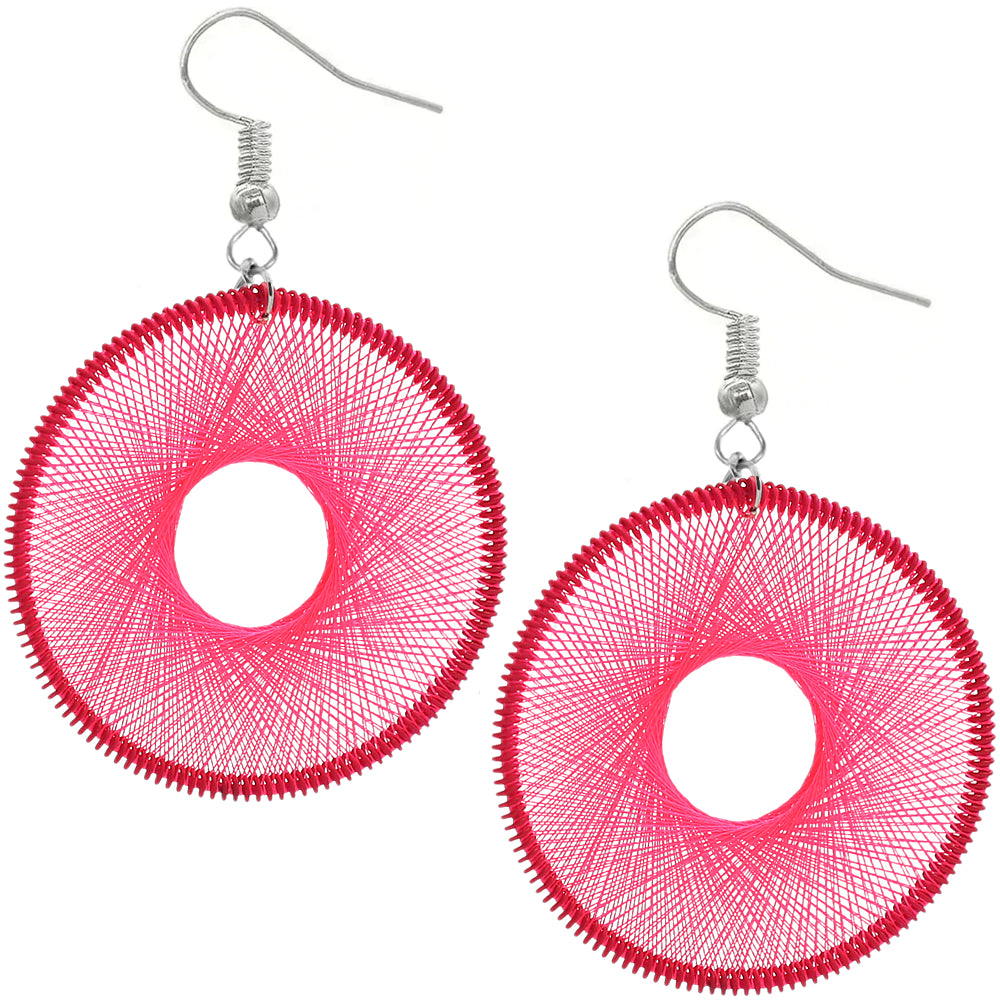 Pink Woven Thread Earrings