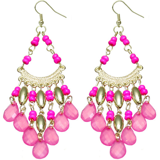 Pink beaded clubwear earrings