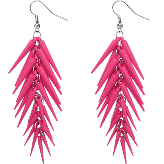 Pink Spike Cascade Dangle Earrings