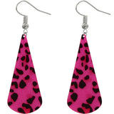 Pink Leopard Print Long Teardrop Acrylic Earrings