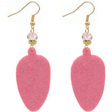 Pink Strawberry Beaded Pave Rhinestone Felt Earrings