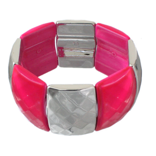 Pink Two Tone Square Stretch Bracelet