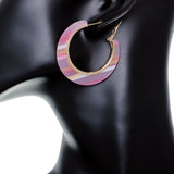 Pink Striped Mini Hoop Earrings