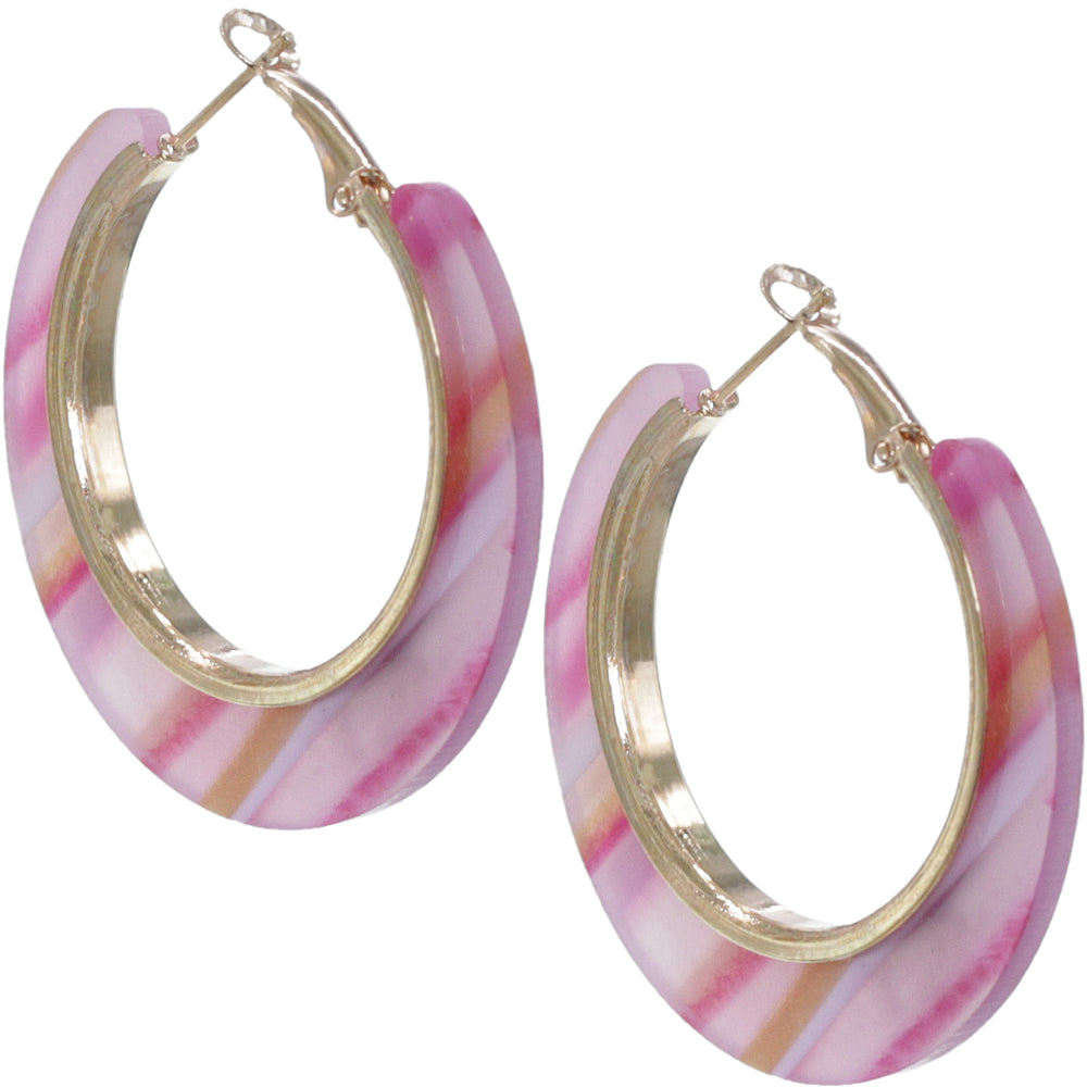 Pink Striped Mini Hoop Earrings