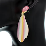 Pink Yellow Striped Lucite Earrings