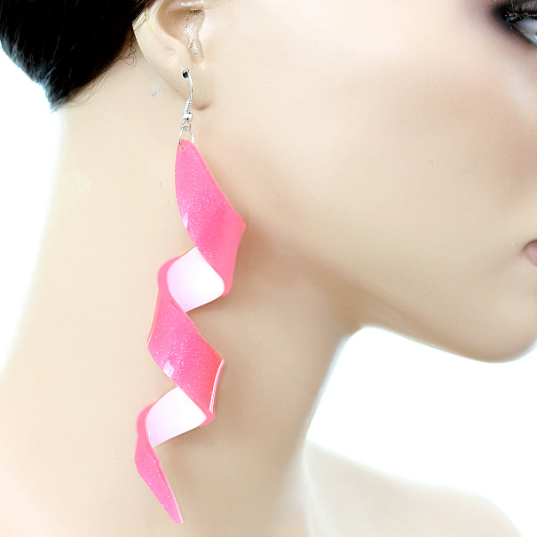 Pink Swirl Icicle Dangle Earrings