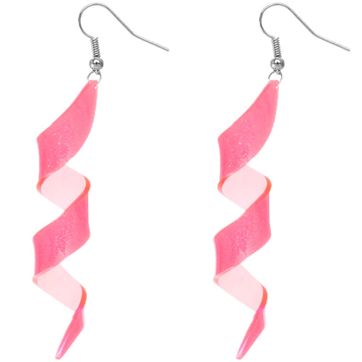 Pink Swirl Icicle Dangle Earrings