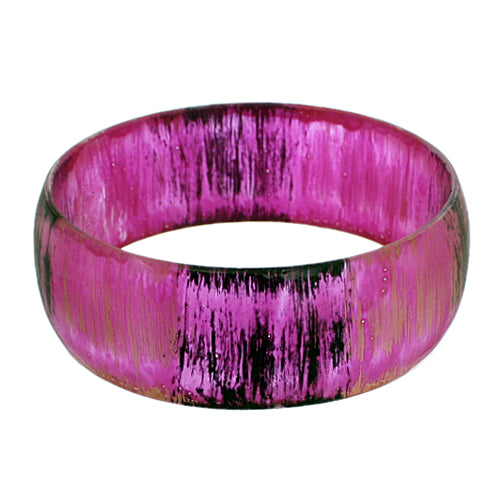 Pink Glossy Textured Bangle Bracelet
