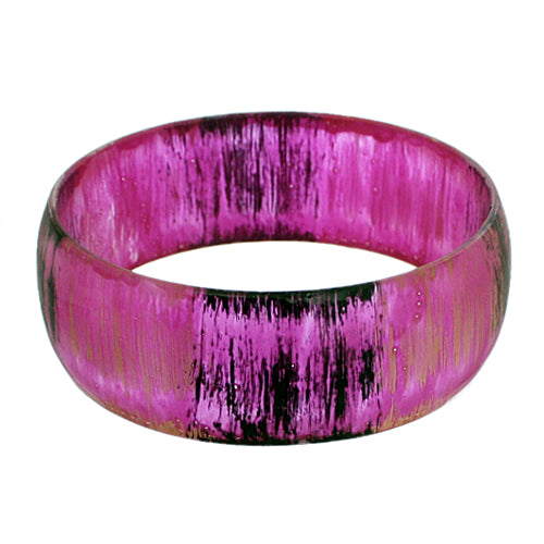 Pink Glossy Textured Bangle Bracelet