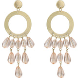 Pink Transparent Beaded Hoop Dangle Earrings