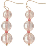 Pink Transparent Triple Ball Drop Earrings