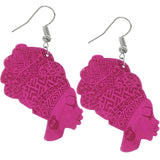 Pink Large Turban Head Wrap Wooden Earrings