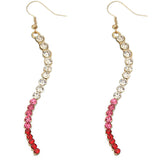 Pink Two Tone Ombre Rhinestone Curve Dangle Earrings