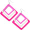 Pink White Tripe Layered Wooden Earrings
