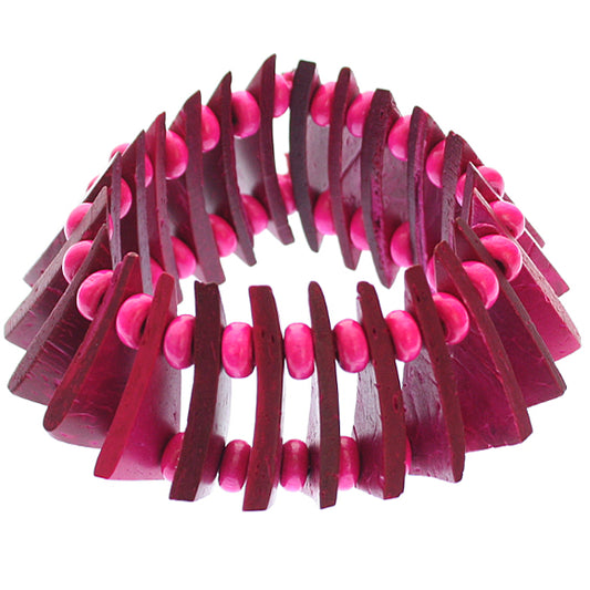 Pink Wooden Geometric Triangle Stretch Bracelet
