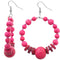 Pink Wooden Beaded Hoop Earrings