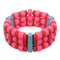 Red Pink Wooden Beaded Stretch Bracelet