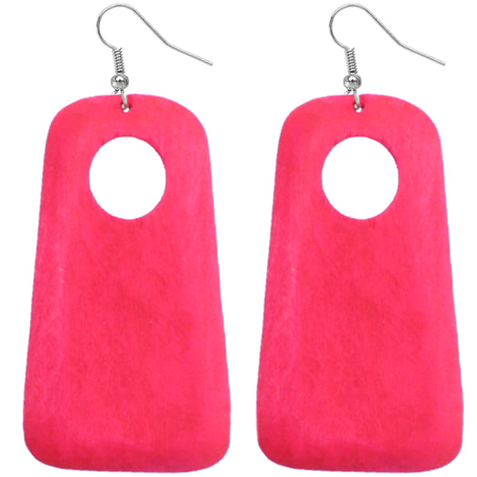 Pink Drop Wooden Earrings