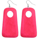 Pink Drop Wooden Earrings