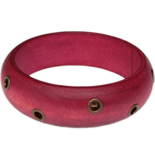 Pink Wooden Cutout Bangle Bracelet