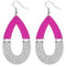 Pink Wooden Glitter Link Teardrop Earrings