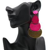 Pink Geometric Wooden Link Earrings