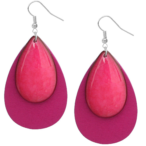 Pink Wooden Earrings